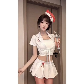 純慾女護士制服套裝 美式甜心辣妹襯衫上衣俏皮百褶裙套裝