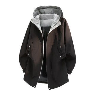 2026新款 美式復古男士中長款連帽外套 寬鬆百搭潮流風衣