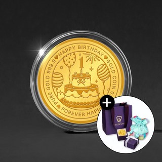 [골드팡] 24k 첫돌선물 해피벌스데이 순금코인 0.1g + 복패키지 세트 (당일도착) 금거래소 미니골드바 선물포장 저중량금테크 기념주화 소원행운 황금쌀콩알주물금