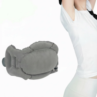 슈퍼인 여행용 허리쿠션 에어펌프 높이조절 요추베개 허리받침대, 회색