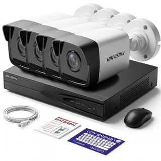 세계1위 하이크비전 400만화소 IP 카메라 녹화기 풀세트 PoE 지원 방범용 CCTV 자가설치 패키지, 실외카메라 4대, HDD X, 1개
