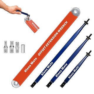 2025년 업그레이드 오프셋 익스텐션 렌치 및 3가지 길이 클램프 타이트 툴 다용도 바이스 그립 1/2" 1/4" 3/8" 드라이브 어댑터 좁은 공간을 위한 범용 래칫, Blue and Orange, 1개