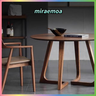 miraemoa 원목 원형 테이블 월넛 식탁 라운드 테이블 카페 커피숍, E 100*100 의자 4개