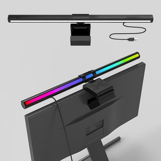 SASAKO 양면 LED 모니터 조명 터치식 스크린바 모니터 전용 조명 스크린바, 블랙 양면 LED (무드등+RGB컬러등)