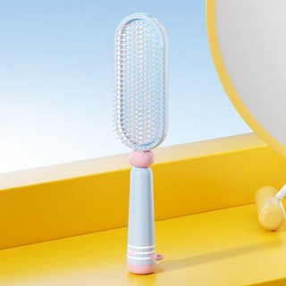 DFMEI 防靜電氣墊梳子蓬鬆高顱頂女士專用家用按摩造型捲髮直髮乾溼兩用, 1個, 藍色:如圖