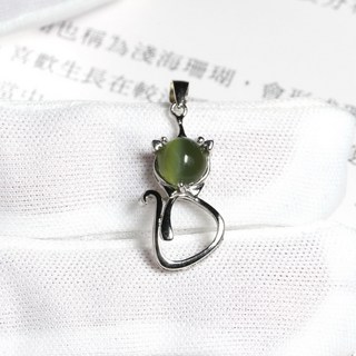 台灣花蓮貓眼玉石項鍊 淡綠全閃線貓眼Gma 121 母親節.女友禮物 謝謝妳給我生命中最美好的愛