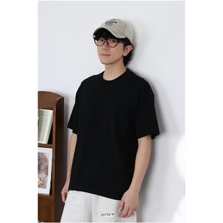 重磅100%純棉新疆棉純色T恤 男女純棉寬鬆圓領三本針短袖 100%純棉 男女同款寬鬆打底半袖