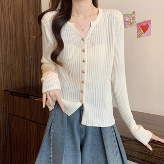 COSYEVNO 여성 봄 가을 골지 니트 가디건 진주 단추 슬림핏 긴팔 LFHqbzzs-10