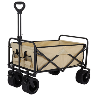 10吋露營推車 可折疊戶外手推車 大輪營地拖車, 卡其色-10吋, 1個