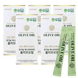 뉴트리하트 올리브오일 유기농 프리미엄 엑스트라버진 냉압착 올리브유 스틱, 5박스, 210ml