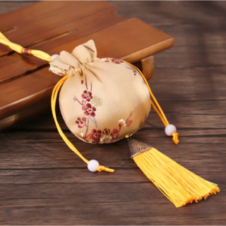 헬로마트 매화 노리개 향낭 복주머니 세트, 2p, 황금색