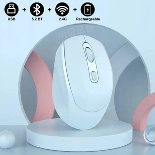 무선 블루투스 마우스 노트북 사무용 듀얼모드 1600DPI, 블루