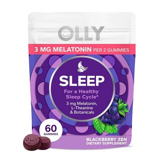 OLLY 슬립 구미 3mg L-테아닌 카모마일 레몬 밤 추출물 블랙베리 맛 30일 공급량, 60 Count (Pack of 1)