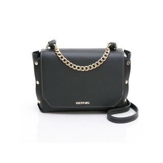 BERNIS 荔枝紋系列卯釘郵差包 頭層牛皮手提包 純牛皮 韓系質感斜背包 BNA18802BK