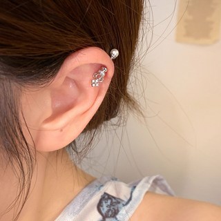珍珠耳釘貴氣韆金甜酷辣妹風高位耳骨釘免摘小衆珍珠皇冠銀針耳釘女