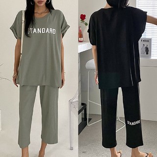 [프롬제니] 빅사이즈 가능 스터민 롤업 반팔 티셔츠 9부 팬츠 여름 상하 세트 바지 홈웨어 실내복 마실룩 데일리 꾸안꾸 트레이닝 여성 상하의 여자 투피스 등원룩 잠옷 파자마