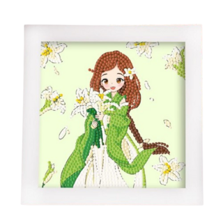 鑽石畫相框︱附相框 卡通 DIY 手工材料包 鑽石貼畫 DIY材料包︱麥手作, I公主(綠色)F021, 1個