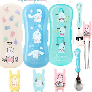 정품 수저세트 스텐 교정 젓가락 스푼 포크 케이스 세트 유아 교정용 포켓몬 포차코 시나모롤 젓가락연습용, 1개, 단품