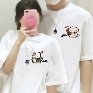 1+1 남녀공용 귀여운 캐릭터 반팔티 커플 여름 루즈핏 티셔츠 커플룩 빅사이즈