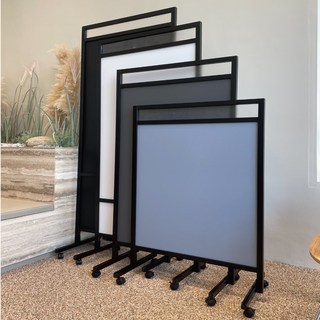 카드레 바퀴 파티션 철제 이동식 칸막이, 와이드1-높이1200-블랙, 일반형 받침대