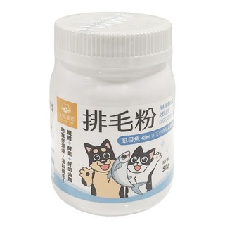 DOG CAT STAR 汪喵星球 犬貓用 排毛粉 含膳食纖維 促進消化 幫助毛孩便便順利排出, 糞便潤滑 + 溫和排毛, 50g, 1罐