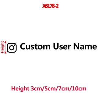 맞춤형 이름 소셜 미디어 사인 스티커 자동차 DIY 웹 사이트 페이스북 인스타그램 이름 로고 트위터 유튜브 데칼 자전거 오토바이, X6178-2, Height 5cm, Pink Color, 1개