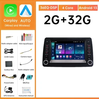 FIAT Panda 2002 Android 13 자동 Carplay 라디오 7 인치 GPS 8 코어 DSP 360 AHD 차량용 멀티미디어 플레, 01 4core-2G-Carplay