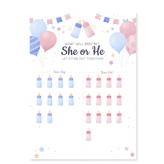 性別揭曉派對投票海報 (附貼紙 / 4款), 貼紙-寶寶奶瓶(男孩*6女孩*6), 1組