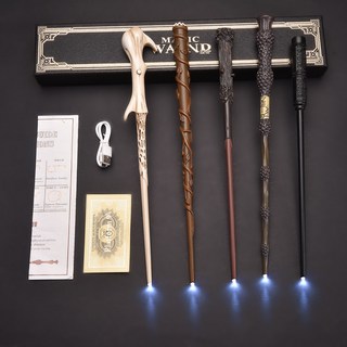 【台灣出貨】萬聖節必備 哈利波特魔杖 哈利波特周邊 發光充電 接骨木 魔法棒 usb充電 發光魔杖 創意玩具 禮物, 1個, 邓布利多USB（LED发光）,烫金丝带盒／44*8.5*3.5, 邓布利多USB（LED发光）