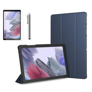 갤럭시탭A7 라이트 Lite 8.7 호환 슬림 북커버 케이스 스탠드+액정필름+터치펜 SM-T220N T225N 케이스나라, 네이비, 기본 케이스