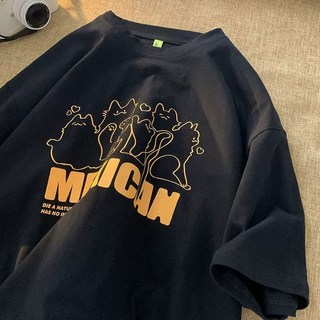 남녀공용 멕시칸 캣츠 커플티 고양이 프린팅 면 반팔 티셔츠 귀여운 남녀공용멕시칸캣츠면반팔티