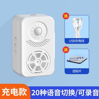 阿澤優選 智慧語音提醒器 家用提示器 老人防忘 鑰匙/煤氣/門窗感應器, 1個, 【20種語音充電款】送USB線/可錄音
