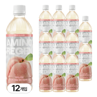 아미노리젠 마그네슘 워터 제로슈거 아미노산 복숭아맛 이온 음료, 12개, 500ml