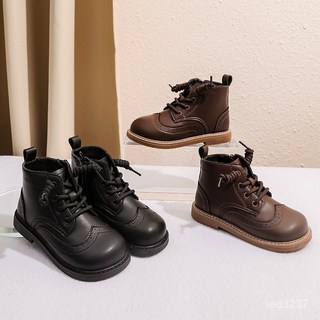 兒童鞋子2025秋冬新款男童靴子寶寶軟麵軟底馬丁靴高幫英倫風短靴