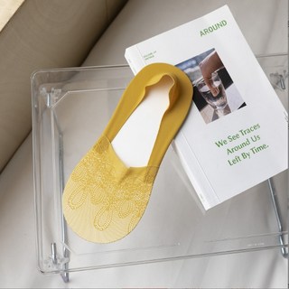 Onedays 韓國冰絲涼感素色復古女隱形襪船襪 矽膠防滑不掉跟 純色高彈性棉底設計薄款短襪