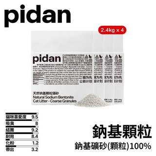 pidan貓砂 天然鈉基顆粒礦砂 2.4kg 鈉基礦砂 膨潤土 礦砂 礦型貓砂 鈉基貓砂 皮蛋貓砂 貓咪用品, 1個, 4包組, 6L, 無香