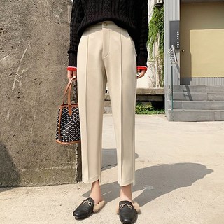 스타일아유 여성 겨울용 뒷밴딩 언발 모직 일자 슬랙스