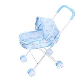 兒童家家酒玩具 仿真過家家手推車搖床木馬娃娃配件餐桌醫具套裝, 1個, 藍色推車（加厚款）