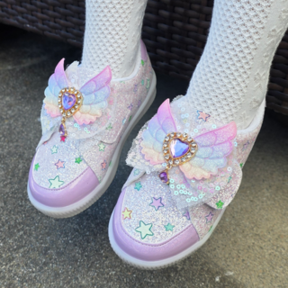 프롬베베 여아용 레미 스타 무지개 날개 LED 운동화