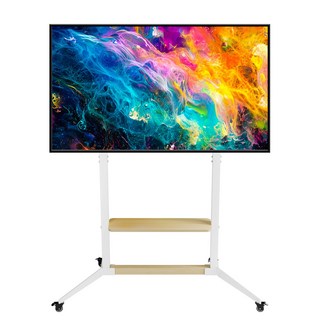 UNHO 특대형 TV 스탠드 이동식 높이조절 65-100인치 삼성 LG 일반브랜드호환 우드+철제, U-Z1938-WT