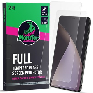 몬스터 고화질 슈퍼강력 투명 강화유리 휴대폰 액정보호필름 2p + 똥손탈출 부착틀, 1세트