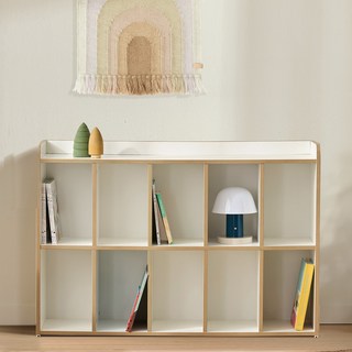 SOBE 루나 2단 와이드 어린이 책장, 자작+화이트