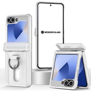 원더글라스 갤럭시 플립5 / 플립6 / 플립7 (Z플립5 / Z플립6 / Z플립7) 3in1 카드수납 핑거링 힌지보호 하드 케이스