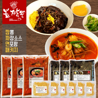 [봄짬뽕 짬짜면 패키지] 짬뽕 850g + 짜장 550g (면포함) 3세트 / 캠핑용 술안주 밥 반찬 간편 조리, 1개