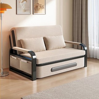 남쪽나무 접이식 소파베드 리클라이너 소파겸용침대 1/2/3인용 쇼파베드 쿠션포함, 검은 프레임+갈색, 1.28m