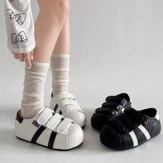 桃園出貨ing 韓國醜萌魔術貼大頭德訓鞋女2025新款複古休閒小白鞋阿甘鞋 懶人鞋運動鞋 板鞋小白鞋