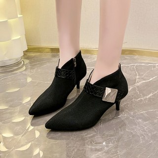 솜브레로스 여성 앵클숏부츠 슈즈 스틸레토 앵클 부츠 겨울 메탈 V 오픈 빅사이즈 ADOR4