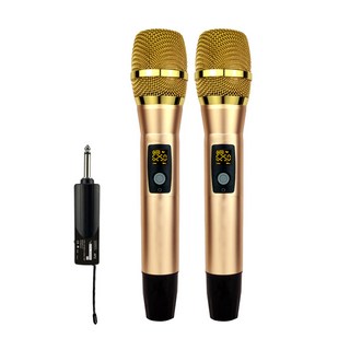 無線麥克風 手持麥克風 教學演出直播唱歌可用 UHF可調頻, 純金色, 新升級拖二充電款