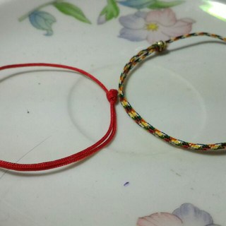 自做自售手創坊 簡單套圈伸縮款 五色線金蔥紅線幸運手環腳環 嬰兒大人適用 幸運帶, 1個, 紅線, 紅色