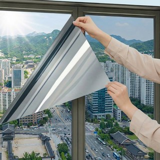 앞날창창 물로 붙이는 창문 사생활 보호필름 햇빛 가리개 시트지, 실버